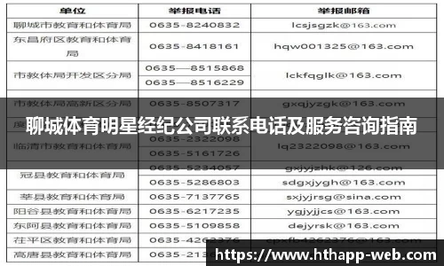 聊城体育明星经纪公司联系电话及服务咨询指南